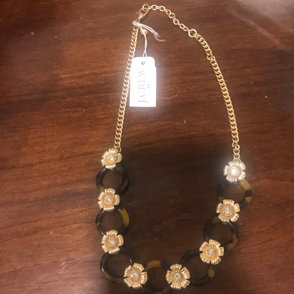 J crew brown and gold necklace . Flowers